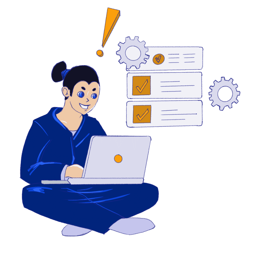Deliverability expert represented by a MailSoar spamourai working on a computer
