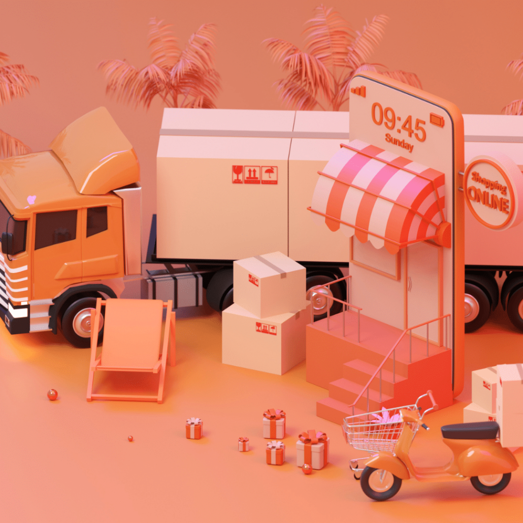 picture of a truck and an ecommerce who send email to reach their customer