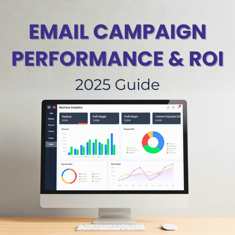 Email campaign performance and ROI dashboard showing analytics metrics for 2025